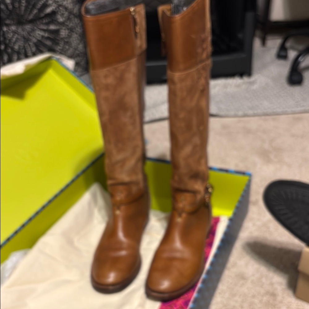 Tory Burch Tan Leather Riding Boots